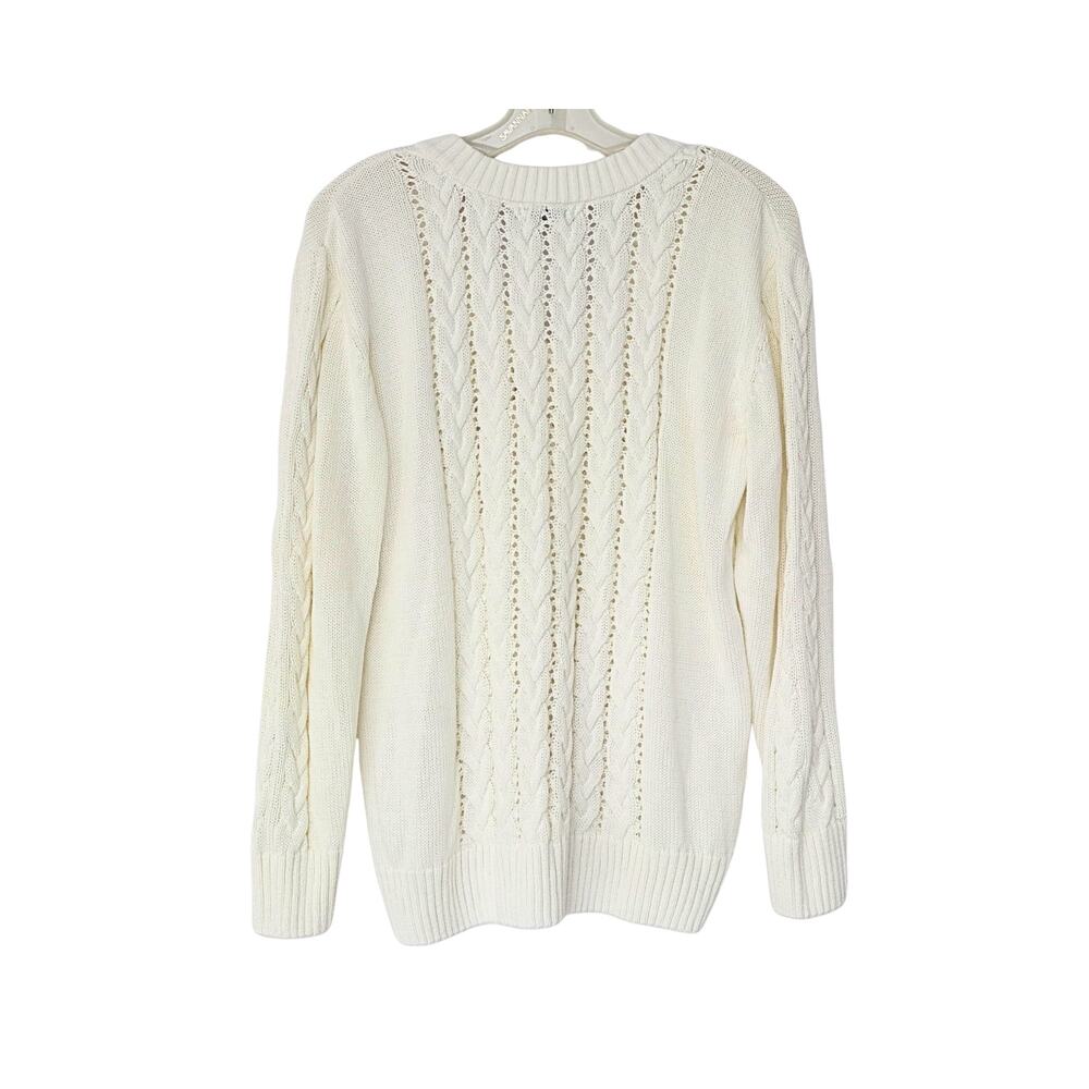 Saint + Sofia Partial Cable Knit V-Neck Sweater -… - image 2